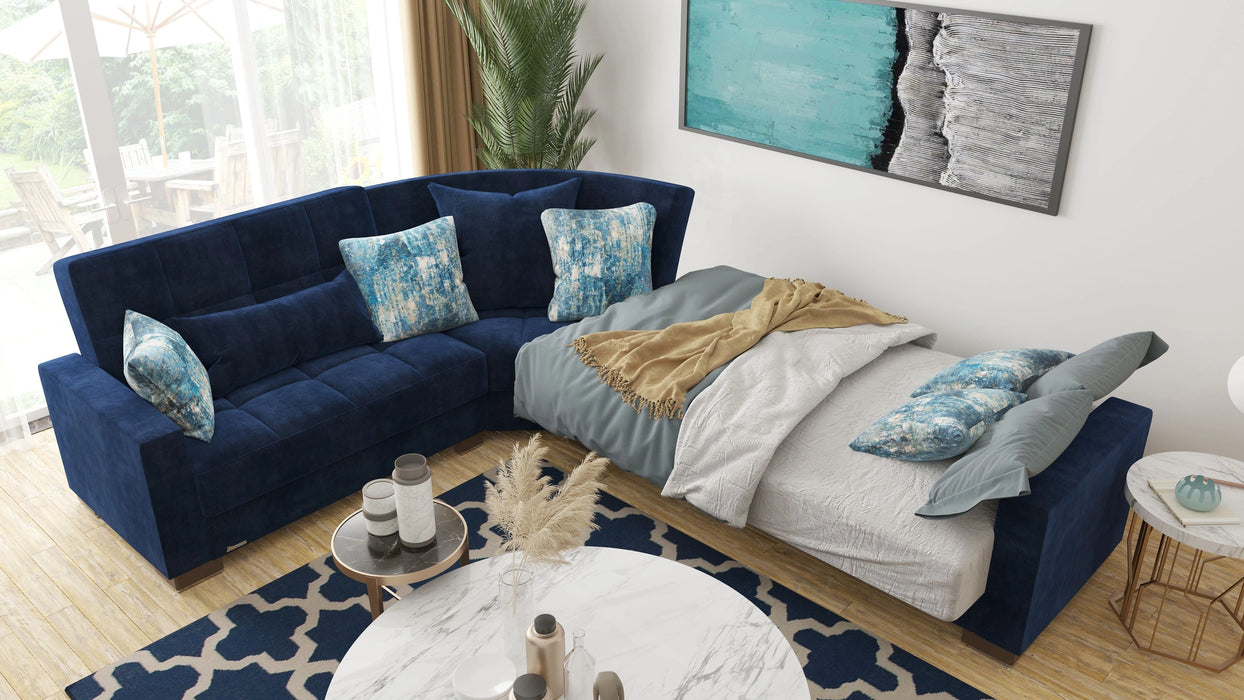 Ottomanson Armada Collection Upholstered Convertible Sectional with Storage
