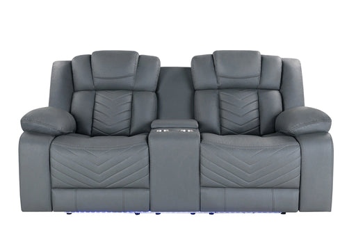 U7069 Grey 10 Pwr Con Rec Loveseat with LED and Immersive Sound