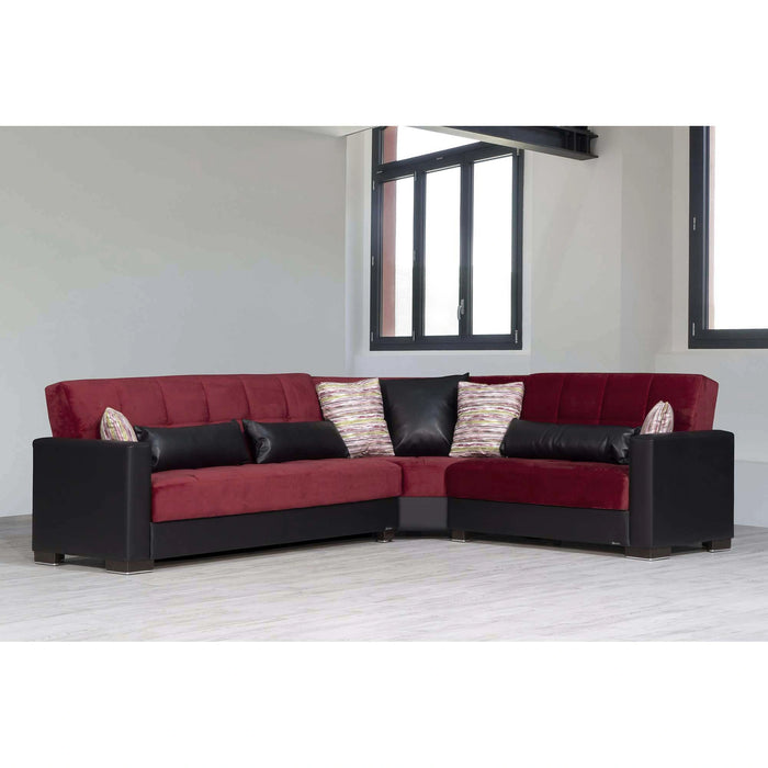 Ottomanson Armada Collection Upholstered Convertible Sectional with Storage