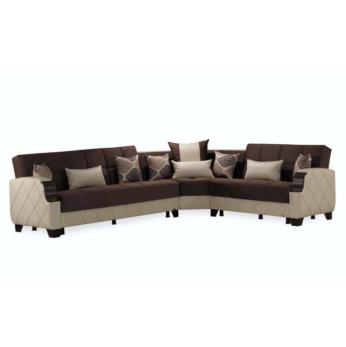 Ottomanson Molina Collection Upholstered Convertible Sectional with Storag