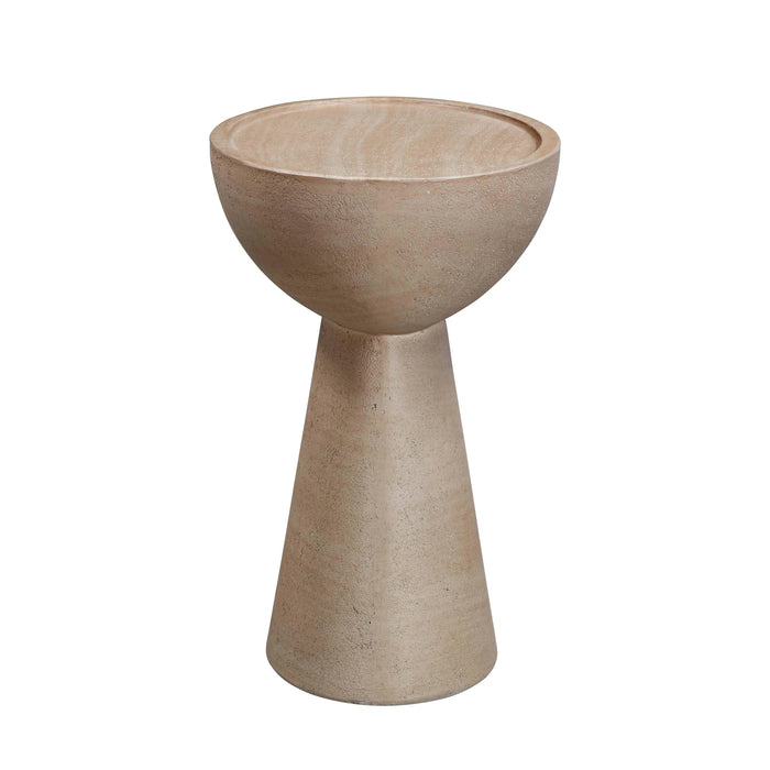 Eclipse Textured Faux Travertine Indoor/Outdoor Side Table