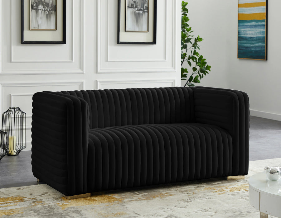 Ravish Black Velvet Loveseat