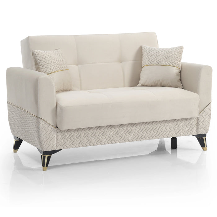 Ottomanson Samba Collection Upholstered Convertible Loveseat with Storage