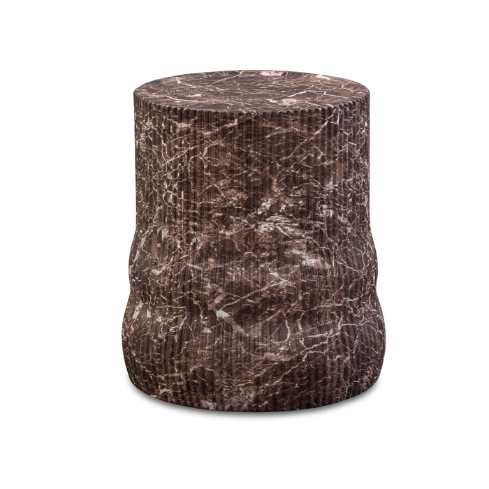Cilla Red Faux Levanto Marble Indoor/Outdoor Concrete Side Table