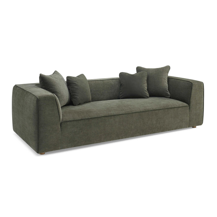 Tristine 96" Olive Green Upcycled Performance Basketweave Sofa