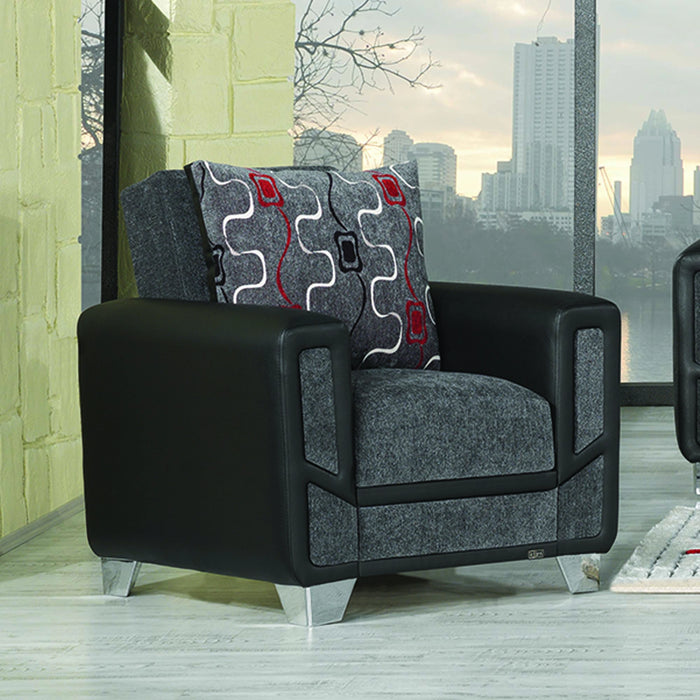 Ottomanson Mondo Modern Collection Upholstered Convertible Armchair with Storage