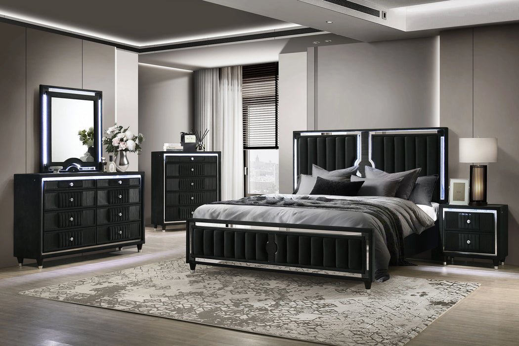 Ravenne Velvet Upholstered LED Dresser and Mirror