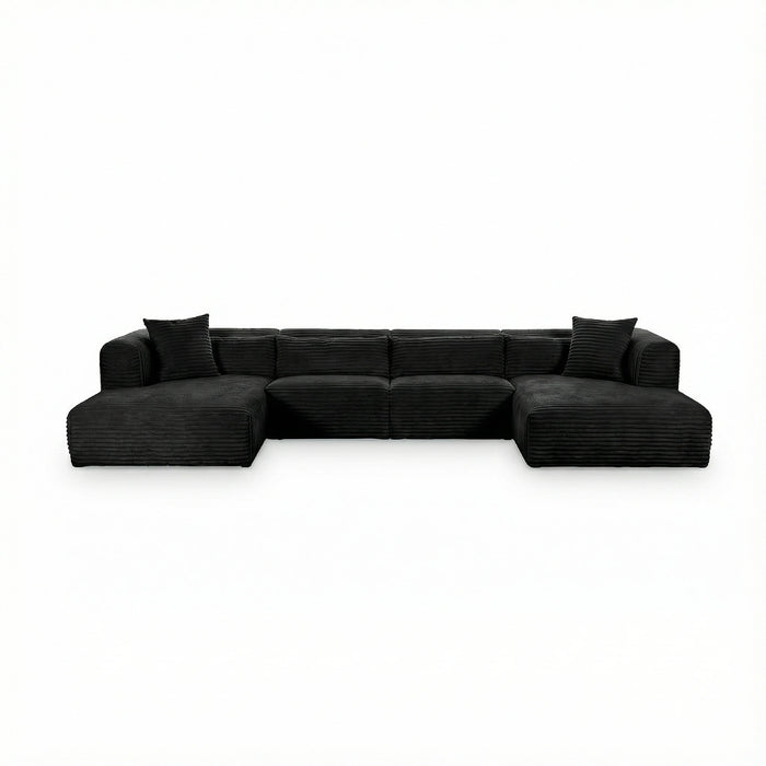 Tarra 4-Piece Fluffy Oversized Performance Corduroy Modular U-Sectional