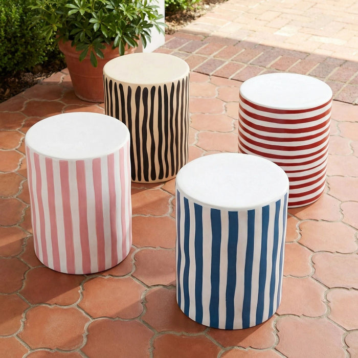 Tempest Indoor/Outdoor Ceramic Table in Stripes