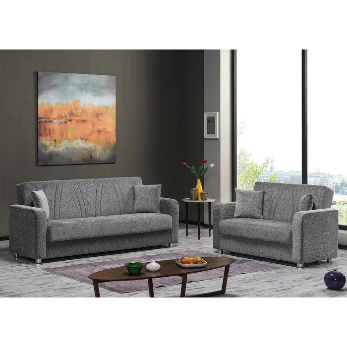 Ottomanson Elegance Collection Upholstered Convertible Loveseat with Storage