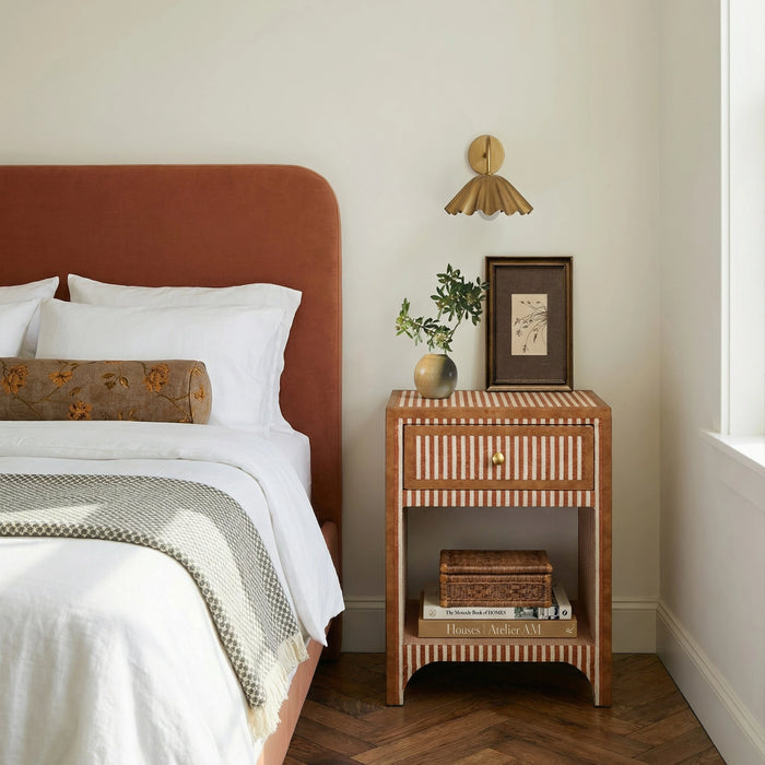 Kora 18" Cotton Jute 1-Drawer Contract-Grade Nightstand