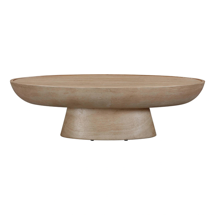 Eclipse 47" Textured Faux Travertine Indoor/Outdoor Coffee Table