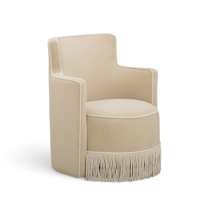 Passe Tasseled Velvet Swivel Accent Chair