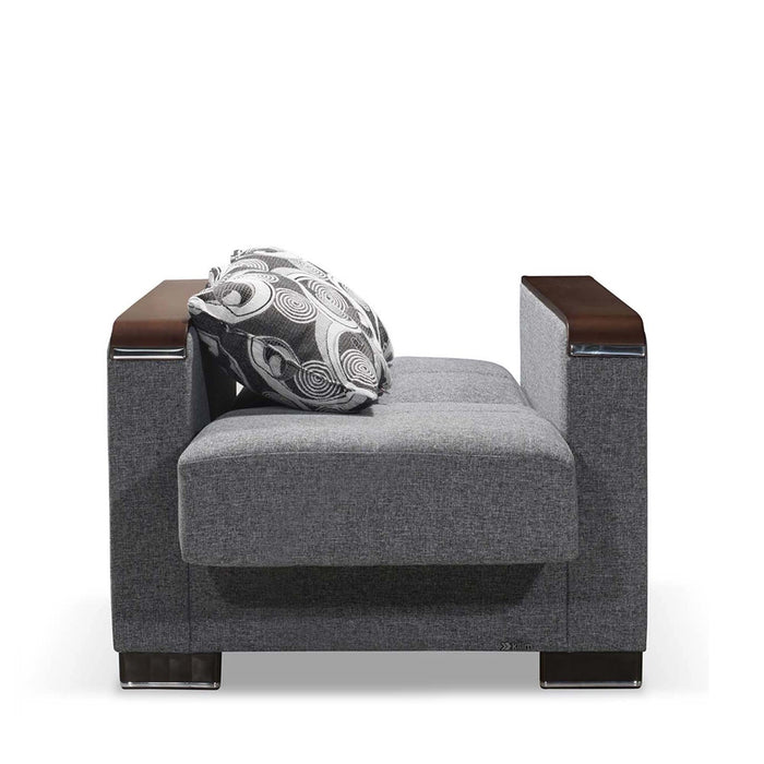 Ottomanson Armada X Collection Upholstered Convertible Wood Trimmed Armchair with Storage