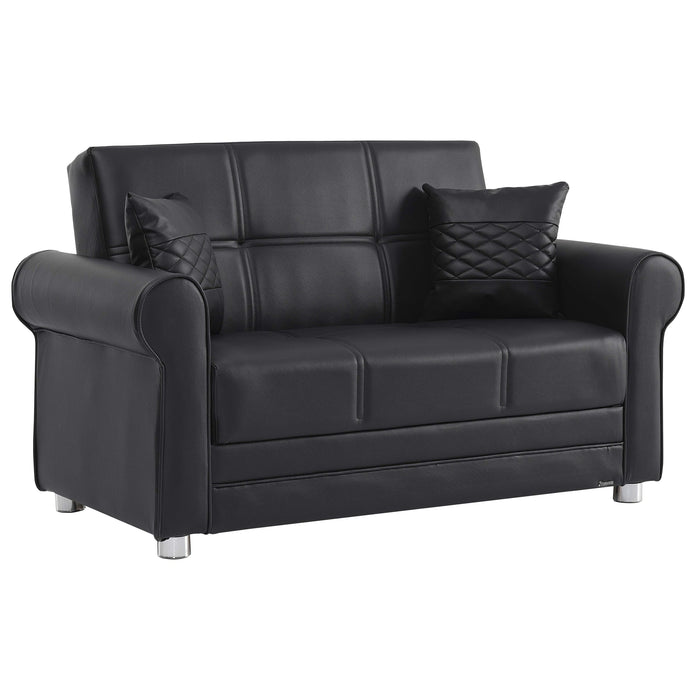 Ottomanson Avalon Collection Upholstered Convertible Loveseat with Storage