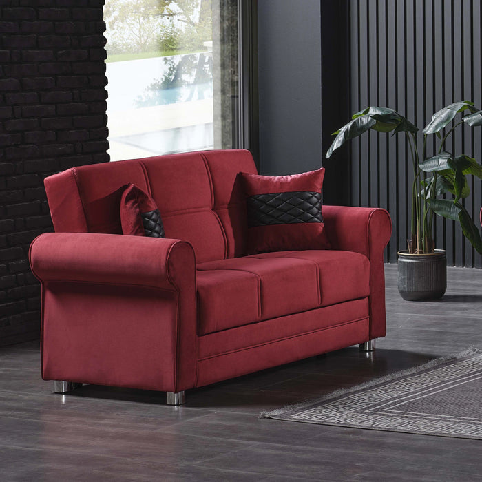 Ottomanson Sara Collection Upholstered Convertible Loveseat with Storage