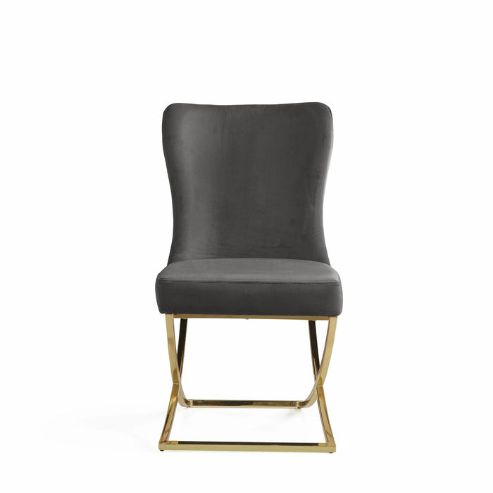 Ottomanson Royal Collection Upholstered Gold Legged Dining Chair, Set of 2