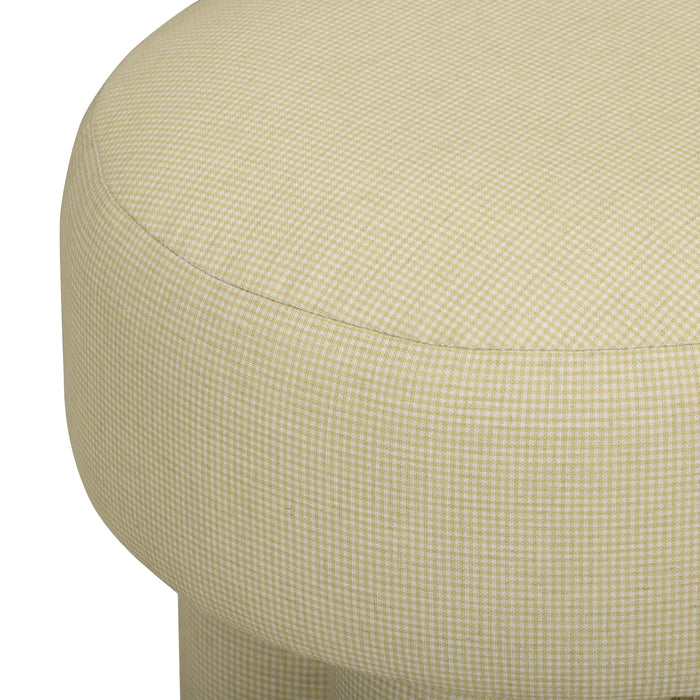 Masha Yellow Homespun Plaid Performance Linen Accent Stool