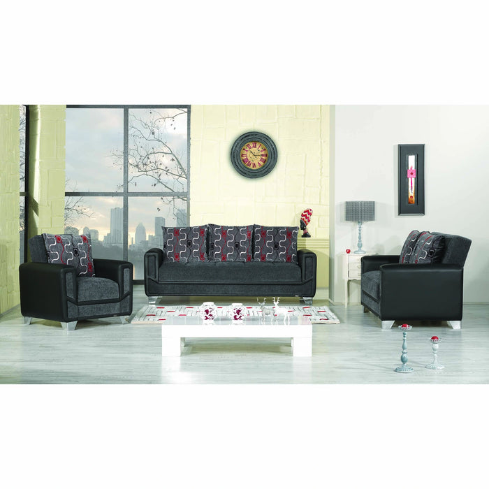 Ottomanson Mondo Modern Collection Upholstered Convertible Loveseat with Storage