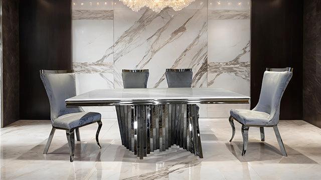 Basilicata Gold Chair (2/CTN) White, Gray, & Black