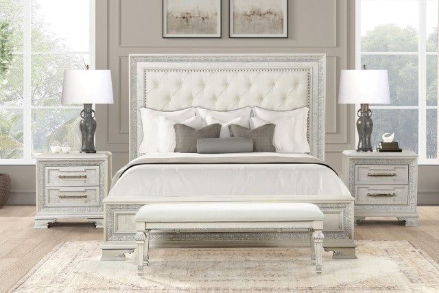 Stella Mia 4 Pc 5 Pc Queen Bedroom Set White & White - Home And Beyond