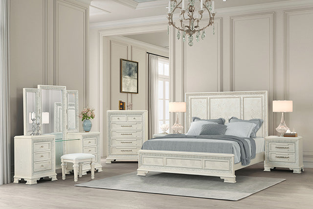 Stella Mia 4 Pc 5 Pc Queen Bedroom Set White & White - Home And Beyond