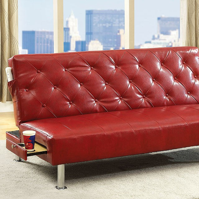 Farel Futon Sofa Red & White