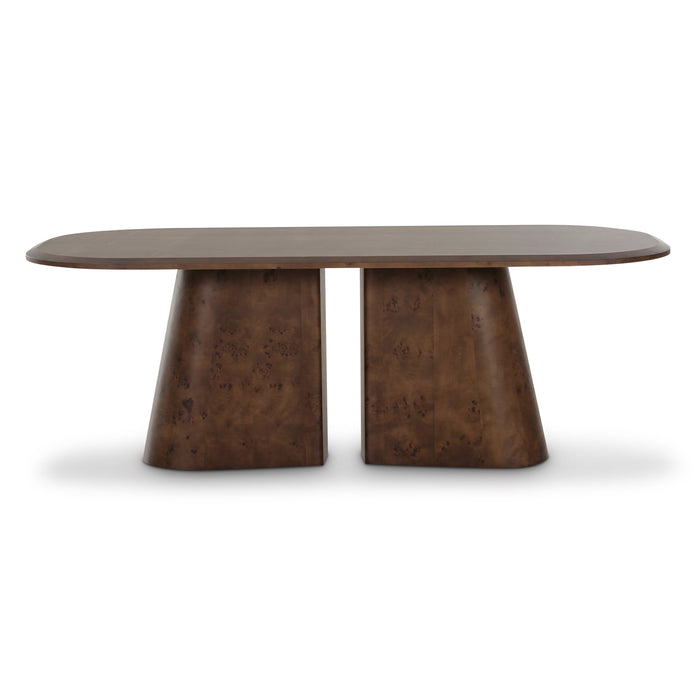 Gladyss 87" Brown Burl Oval Dining Table