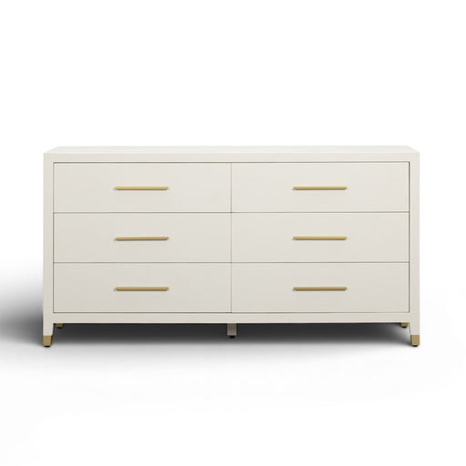 Dani 62" Cream Faux Shagreen 6-Drawer Dresser - Home And Beyond