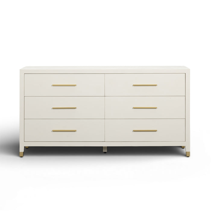 Dani 62" Cream Faux Shagreen 6-Drawer Dresser - Home And Beyond