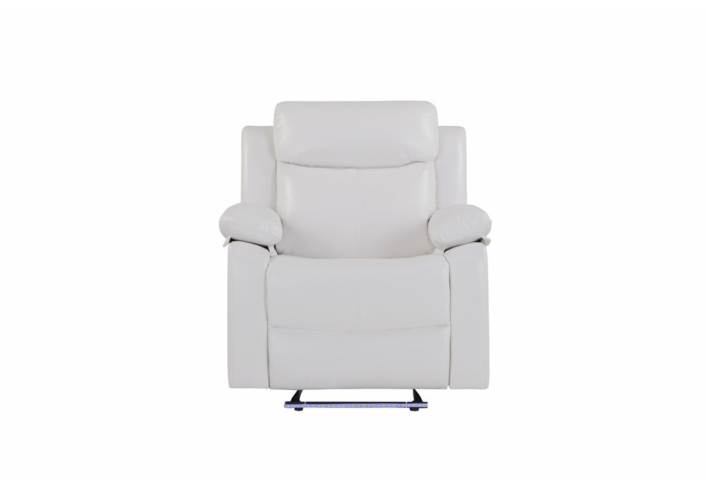 U6026 Blanche White Glider Recliner with LED