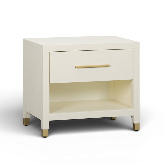 Dani 25" Cream Faux Shagreen Nightstand with Drawer - Home And Beyond