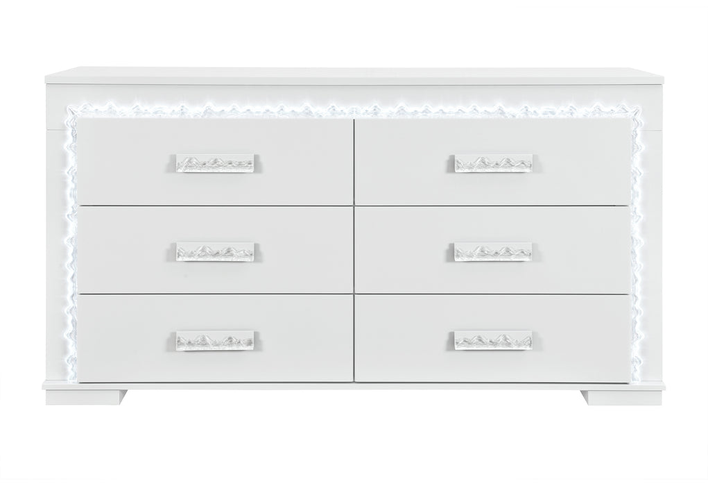 Naomi Silver Marble Dresser with LED