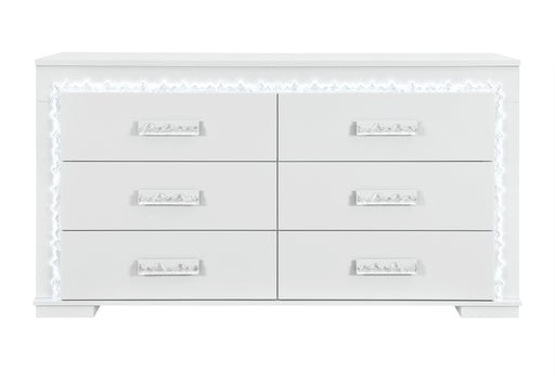 Naomi Silver Marble Dresser with LED