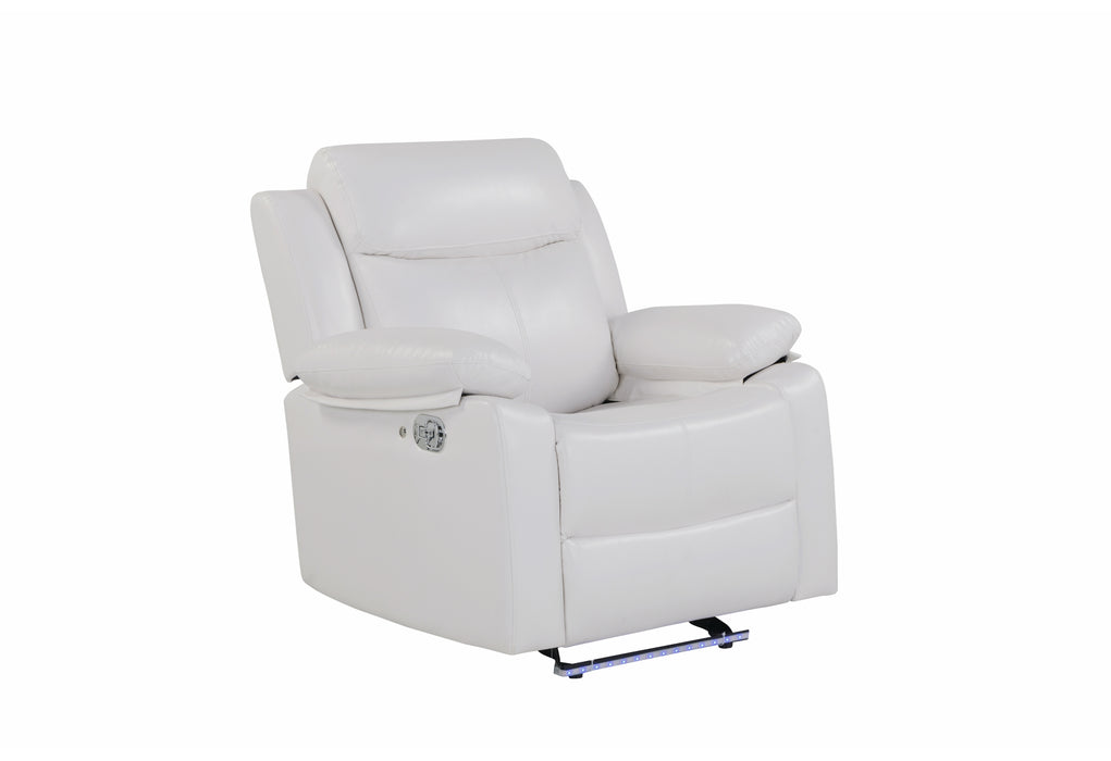 U6026 Blanche White Glider Recliner with LED