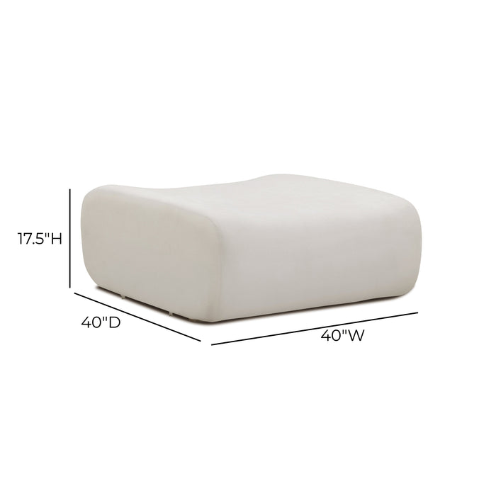 Zenith Contract-Grade Upcycled Cream Fabric Ottoman