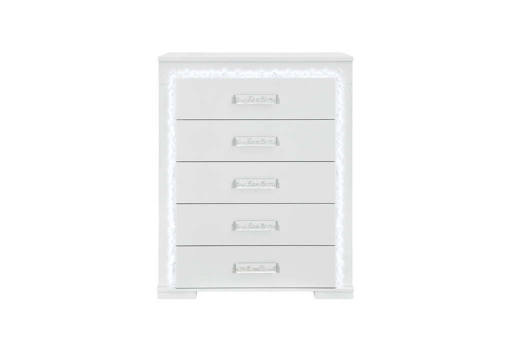 Naomi Silver Marble Chest with LED
