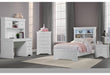 Pompei Metallic White Bookcase Twin Bed, Dresser, Mirror & Ns