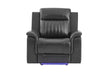 U8879 Blanche Charcoal with Black Welt Power Recliner with LED