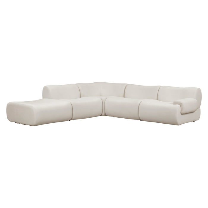 Zenith 5-Piece Contract-Grade Upcycled Fabric Cream Modular Sectional