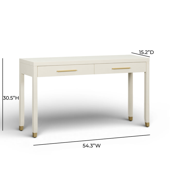 Dani 54" Cream Faux Shagreen 2-Drawer Console Table - Home And Beyond