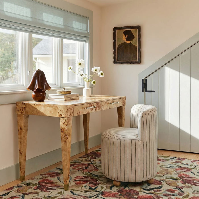 Hakuna Black and White Striped Linen Desk Chair - Home And Beyond