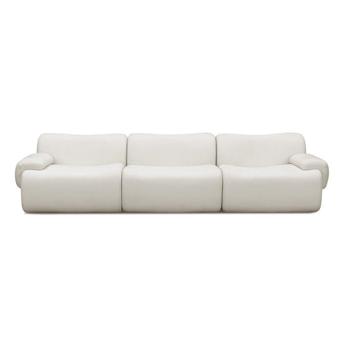 Zenith 116.5" Contract-Grade Upcycled Fabric Cream Modular Sofa