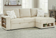 U0222 Ivory Pull Out Sofa Bed with Speaker and 2 Pillows