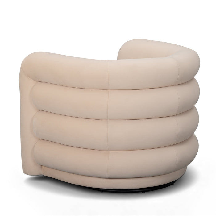 Curves Performance Velvet Swivel Accent Chair - Home And Beyond