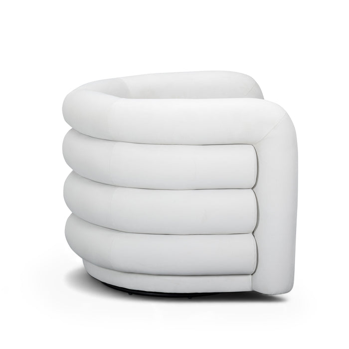 Curves Performance Velvet Swivel Accent Chair - Home And Beyond