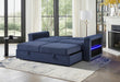 U0211 Navy Pull Out Sofa Bed with LED Acrylic Shelves and Speakers