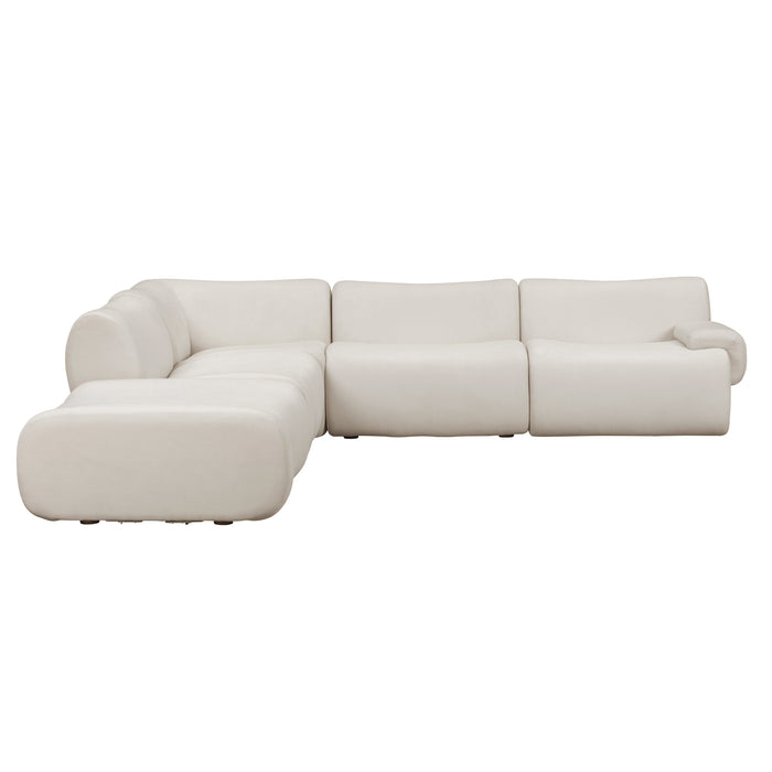 Zenith 5-Piece Contract-Grade Upcycled Fabric Cream Modular Sectional