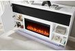 Aveena White 76" Ent Unit with TV, LED, Speakers, Crystal and Pop-Up
