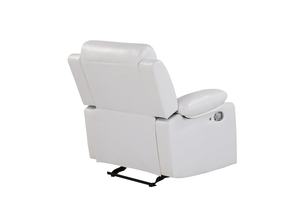 U6026 Blanche White Glider Recliner with LED